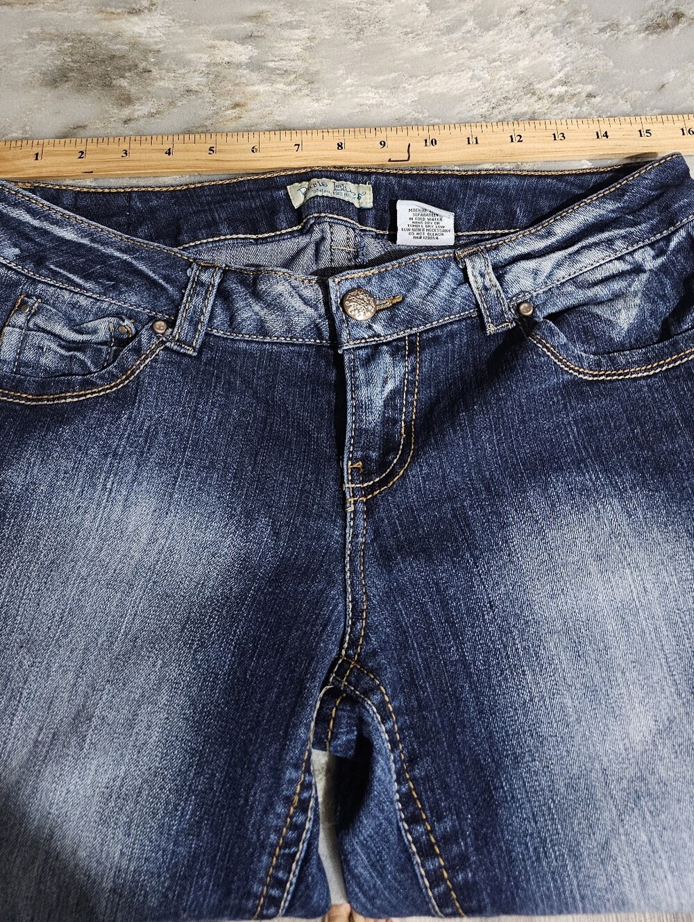 Paris Blues Vintage Y2K Denim Capris Size 11 Dark Wash Cropped Jeans Low Rise - Picture 5 of 7